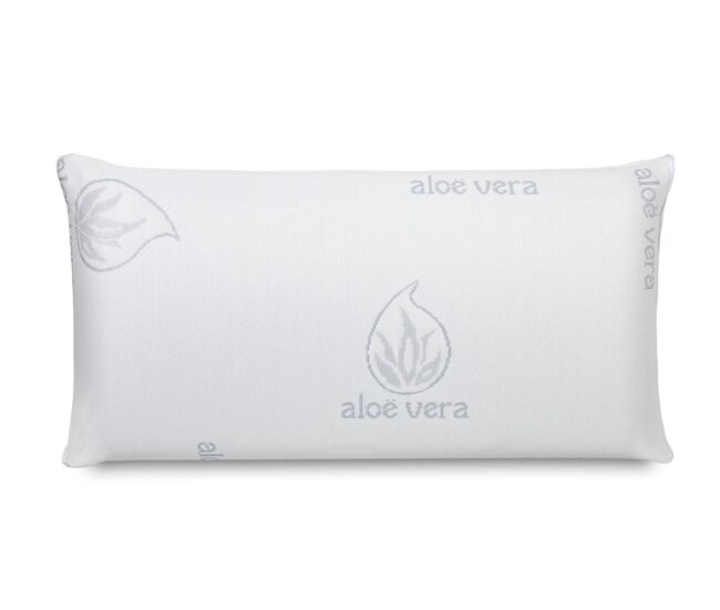 Almohada 100% viscoelástica con tratamiento de aloe vera y funda extraíble y lavable.
