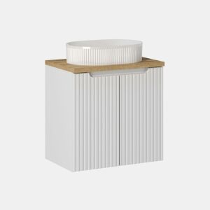 Móvel lavatório simples 60cm 2 portas Riva Branco e Madeira