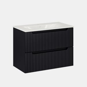 Móvel de lavatório simples encastrado 80cm 2 gavetas Riva Preto