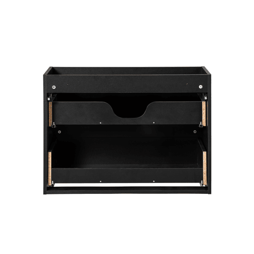 Móvel de lavatório simples 80cm 2 gavetas Riva Preto e Madeira
