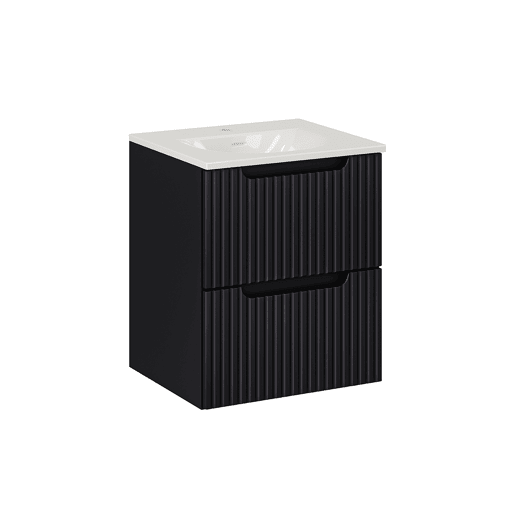 Móvel lavatório simples encastrado 50cm 2 gavetas Riva Preto