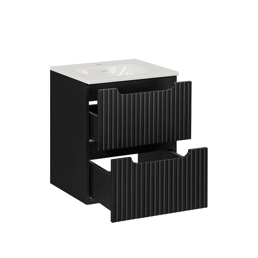 Móvel lavatório simples encastrado 50cm 2 gavetas Riva Preto