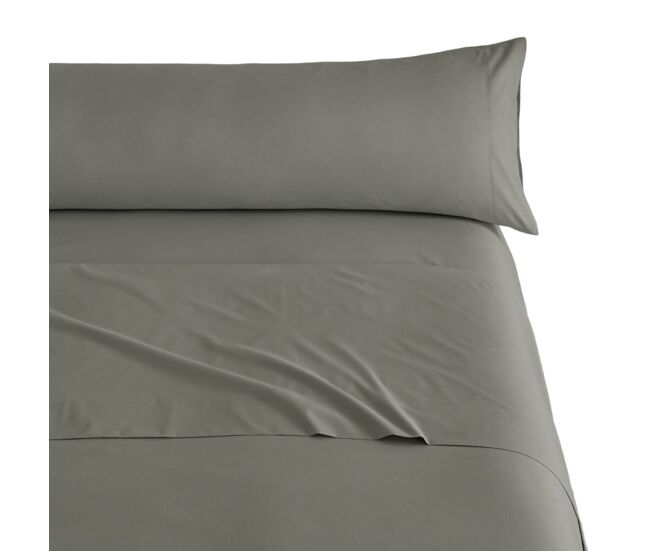 Juego de sábanas tres piezas lisas microfibra verde grisáceo cama 200cm donegal collections