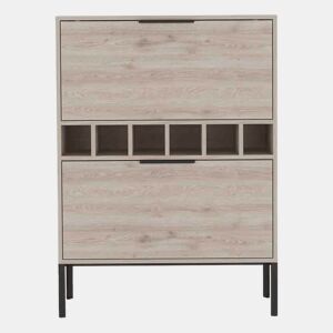 Armário bar Lyrata em melamina com prateleira para vinhos, suporte para copos e 4 prateleiras , 110 cm X 80 cm X 35 cm , Cinzento  prateado