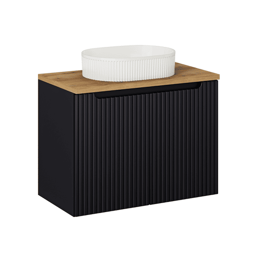 Móvel lavatório simples 80cm 2 portas Riva Preto e Madeira