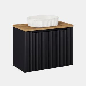 Móvel lavatório simples 80cm 2 portas Riva Preto e Madeira