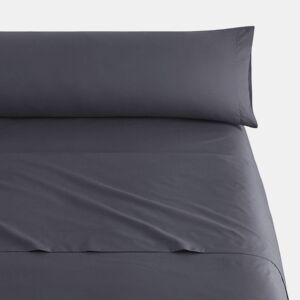 Conjunto de Lençóis Três Peças de Microfibra Cinza Lisa Cama 180cm Donegal Collections