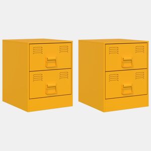 vidaXL Mesas de cabeceira 2 pcs 34,5x39x44 cm aço amarelo