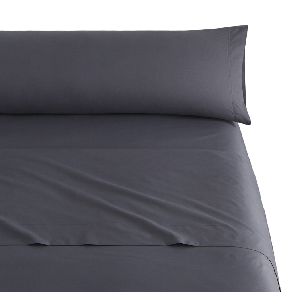 Juego de sábanas tres piezas lisas microfibra gris oscuro cama 200cm donegal collections