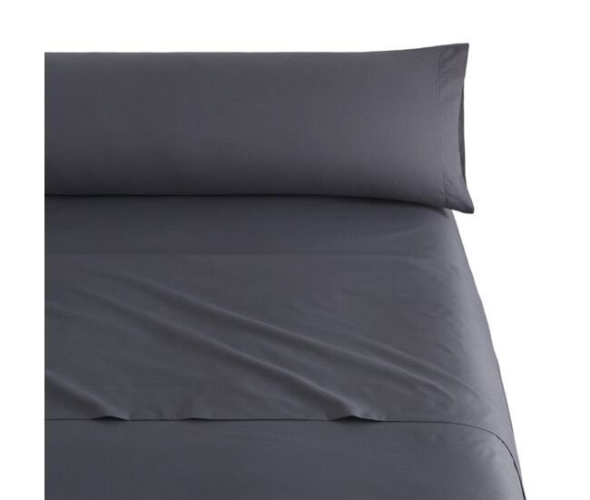 Juego de sábanas tres piezas lisas microfibra gris oscuro cama 200cm donegal collections