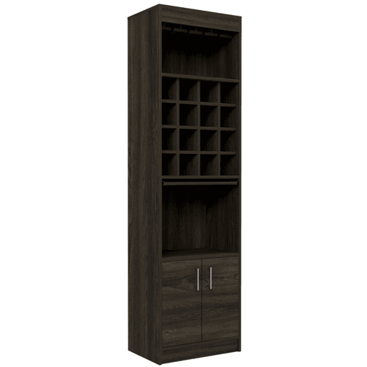 Kava Espresso Melamine Bar Cabinet with Cup Shelf and Lower Cabinet, 180.6 cm X 51 cm X 34 cm, Multicolor