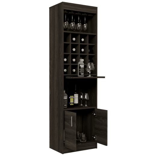 Kava Espresso Melamine Bar Cabinet with Cup Shelf and Lower Cabinet, 180.6 cm X 51 cm X 34 cm, Multicolor