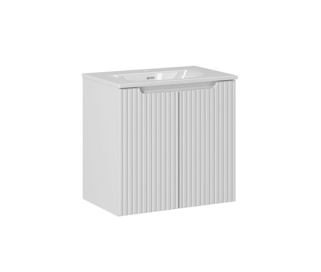 Mueble lavabo individual encastrado 60cm 2 puertas riva blanco