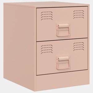vidaXL Mesa de cabeceira 34,5x39x44 cm aço rosa