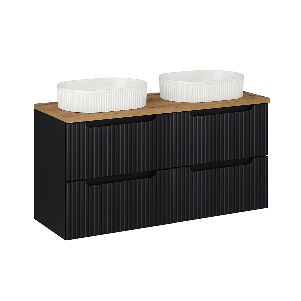 Mueble doble lavabo 120cm 4 cajones riva negro y madera