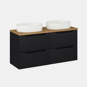 Móvel de lavatório duplo 120cm 4 gavetas Riva Preto e Madeira