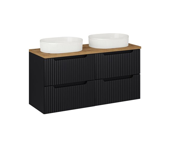 Mueble doble lavabo 120cm 4 cajones riva negro y madera