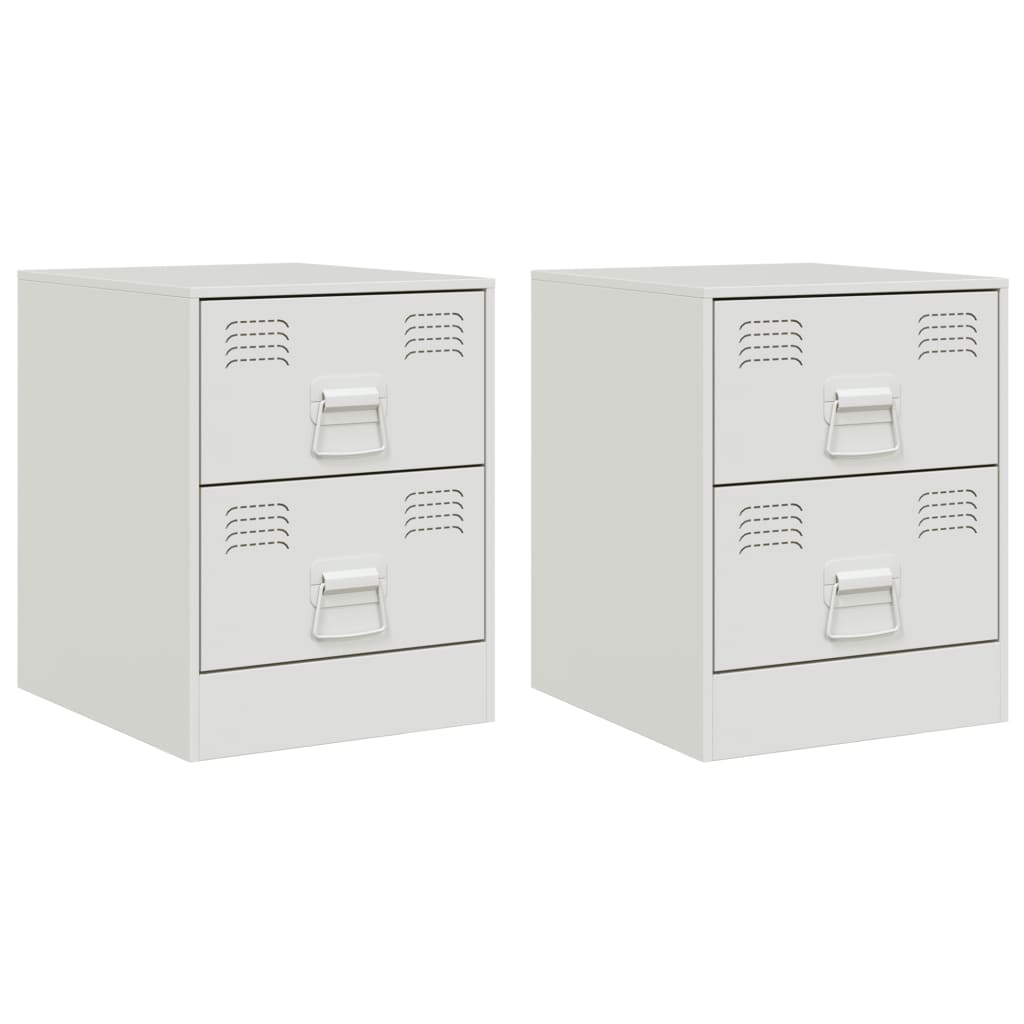 Vidaxl mesitas de noche 2 unidades acero blanco 34,5x39x44 cm