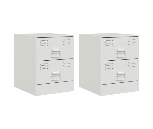 Vidaxl mesitas de noche 2 unidades acero blanco 34,5x39x44 cm