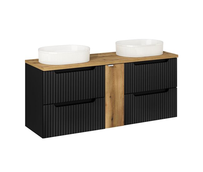 Mueble doble lavabo 140cm 4 cajones riva negro y madera