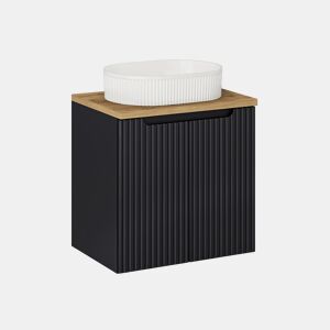 Móvel de lavatório simples 60cm 2 portas Riva Preto e Madeira