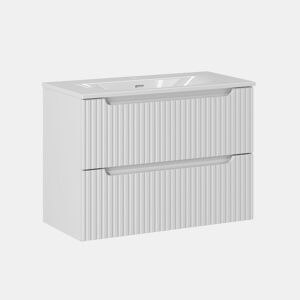 Móvel lavatório simples encastrado 80cm 2 gavetas Riva Branco