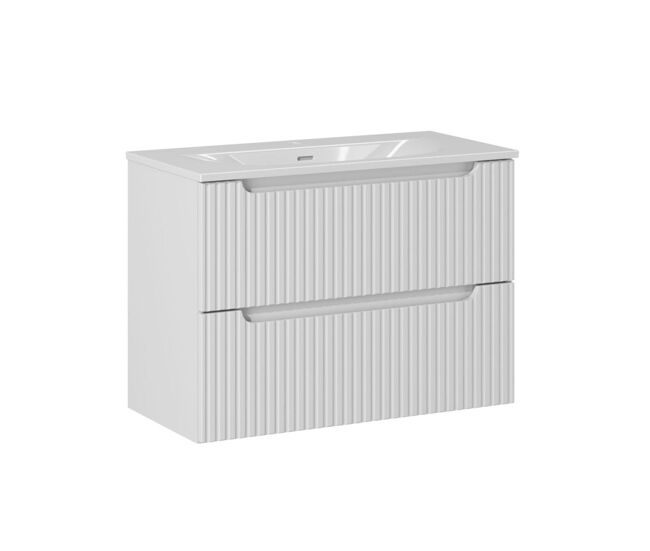 Mueble lavabo individual encastrado 80cm 2 cajones riva blanco