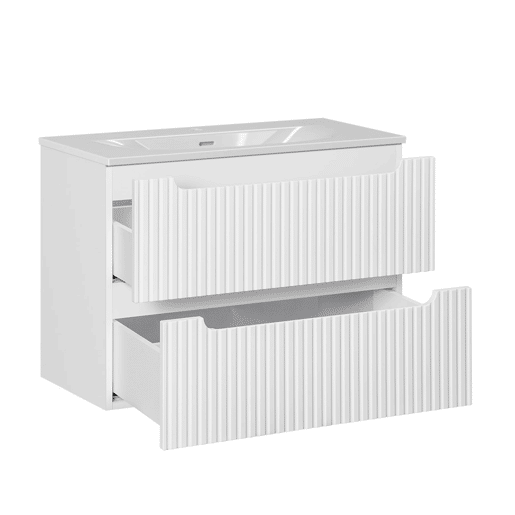Móvel lavatório simples encastrado 80cm 2 gavetas Riva Branco