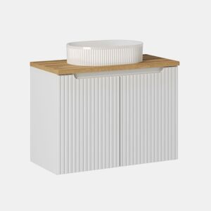 Móvel lavatório simples 80cm 2 portas Riva Branco e Madeira