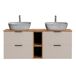Mueble doble lavabo imitación piedra 2 compartimientos Adriel Mueble doble lavabo imitación piedra 2 compartimientos Adriel Beige