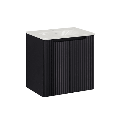 Móvel de lavatório simples encastrado 60cm 2 portas Riva Preto