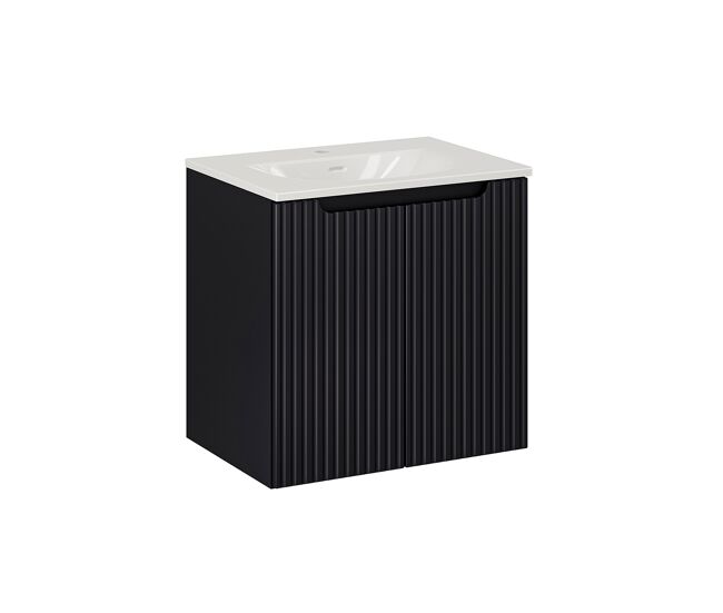 Mueble lavabo individual encastrado 60cm 2 puertas riva negro