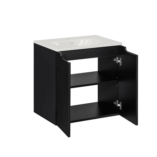 Móvel de lavatório simples encastrado 60cm 2 portas Riva Preto