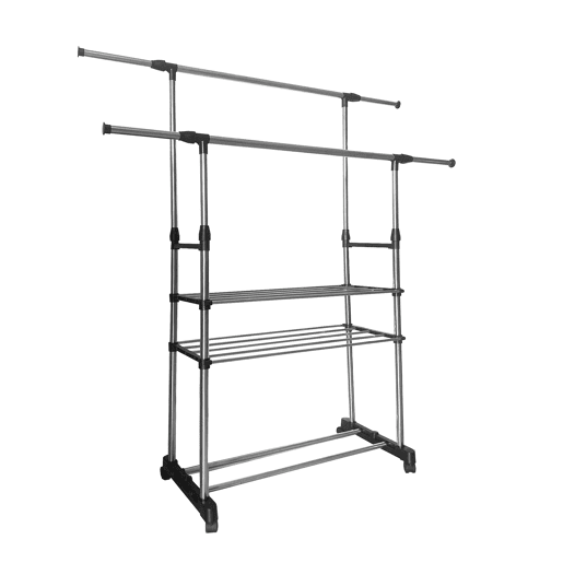 Cabide de metal Donkey Maxi com rodas Nyana Home 155x79x42 cm Organização e cabide 2 alturas