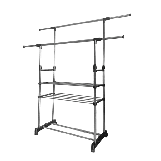 Cabide de metal Donkey Maxi com rodas Nyana Home 155x79x42 cm Organização e cabide 2 alturas