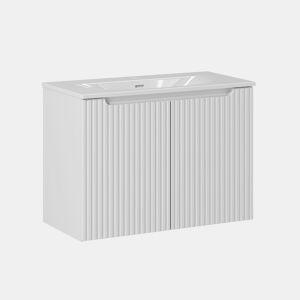 Móvel lavatório simples encastrado 80cm 2 portas Riva Branco