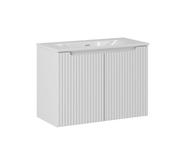 Mueble lavabo individual encastrado 80cm 2 puertas riva blanco