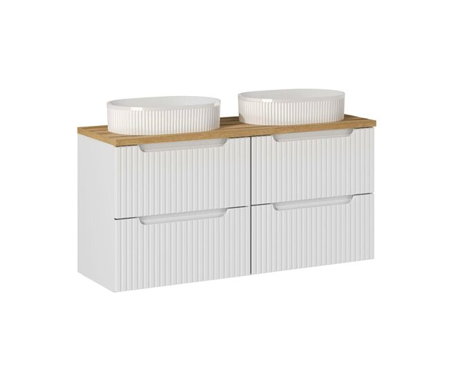 Mueble doble lavabo 120cm 4 cajones riva blanco y madera