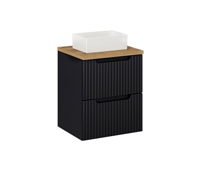 Mueble lavabo individual 50cm 2 cajones riva negro y madera