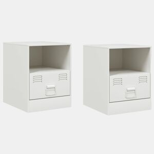 vidaXL Mesas de cabeceira 2 pcs 34,5x39x44 cm aço branco