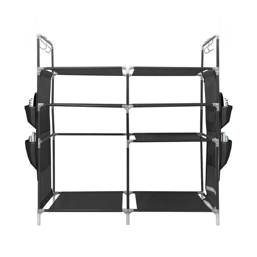 Sapateira modular de metal Nyana Home até 21 pares 95x90x27cm, 4 bolsos laterais, 4 alturas Preto.