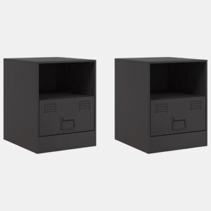 vidaXL Mesas de cabeceira 2 pcs 34,5x39x44 cm aço preto