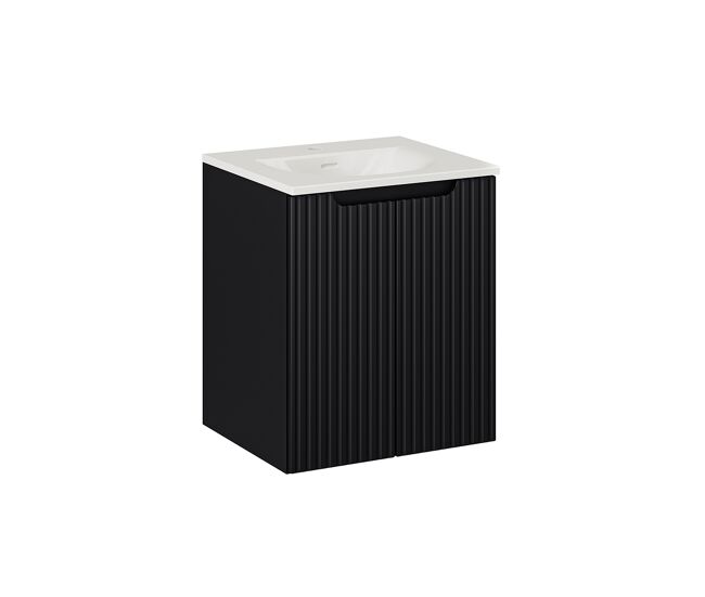 Mueble lavabo individual encastrado 50cm 2 puertas riva negro