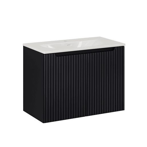Móvel de lavatório simples encastrado 80cm 2 portas Riva Preto