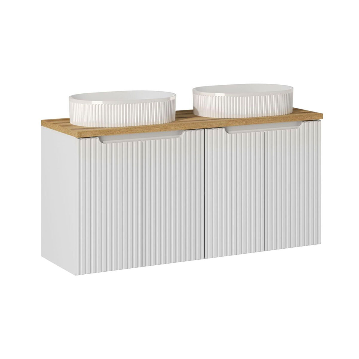 Mueble doble lavabo 120cm 4 puertas riva blanco y madera