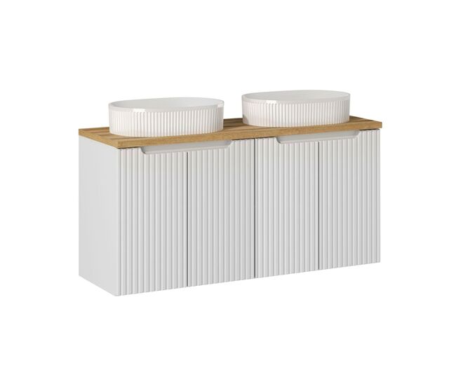 Mueble doble lavabo 120cm 4 puertas riva blanco y madera