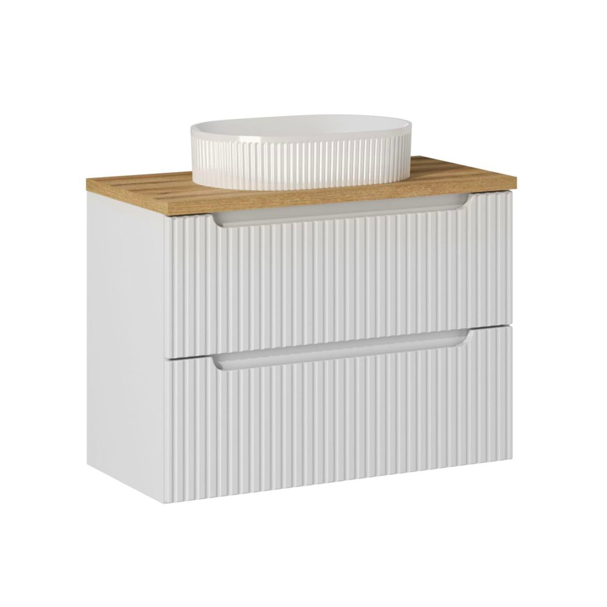 Mueble lavabo individual 80cm 2 cajones riva blanco y madera