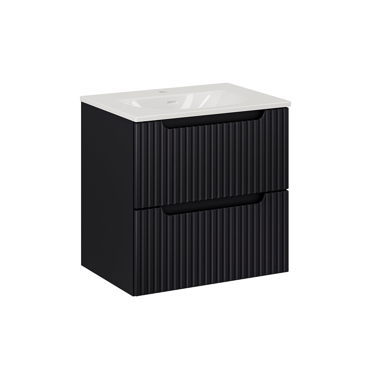 Mueble lavabo individual encastrado 60cm 2 cajones riva negro