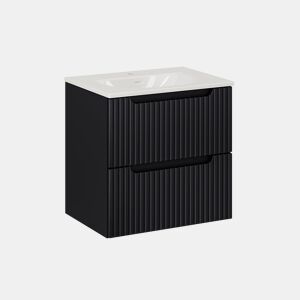 Móvel de lavatório simples encastrado 60cm 2 gavetas Riva Preto