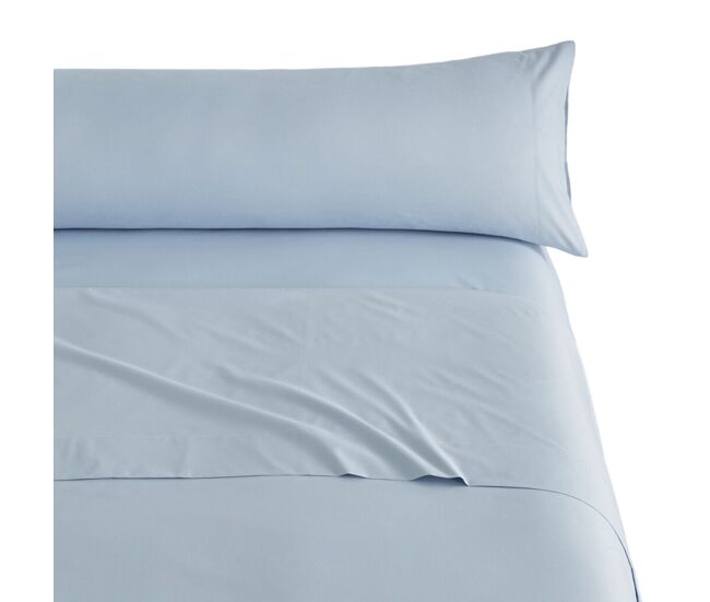 Juego de sábanas tres piezas lisas microfibra celeste cama 200cm donegal collections